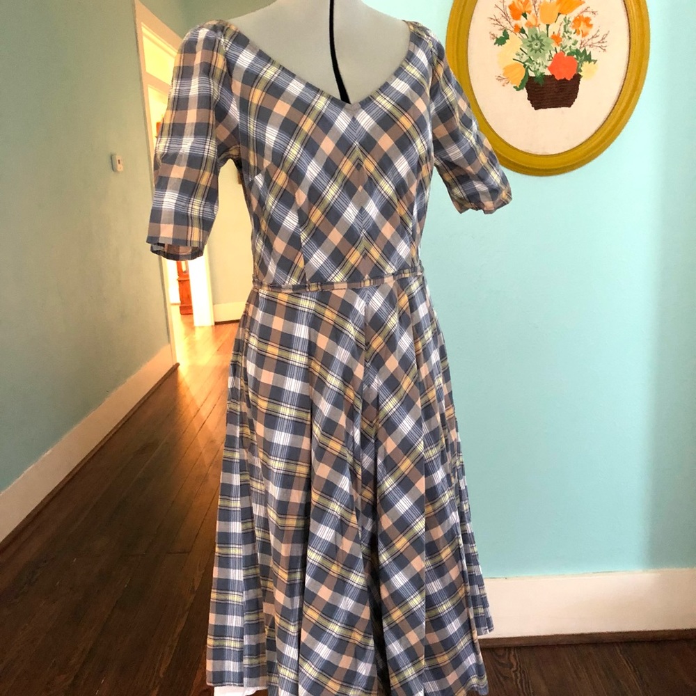 Eshakti Blue Plaid Daydress Large